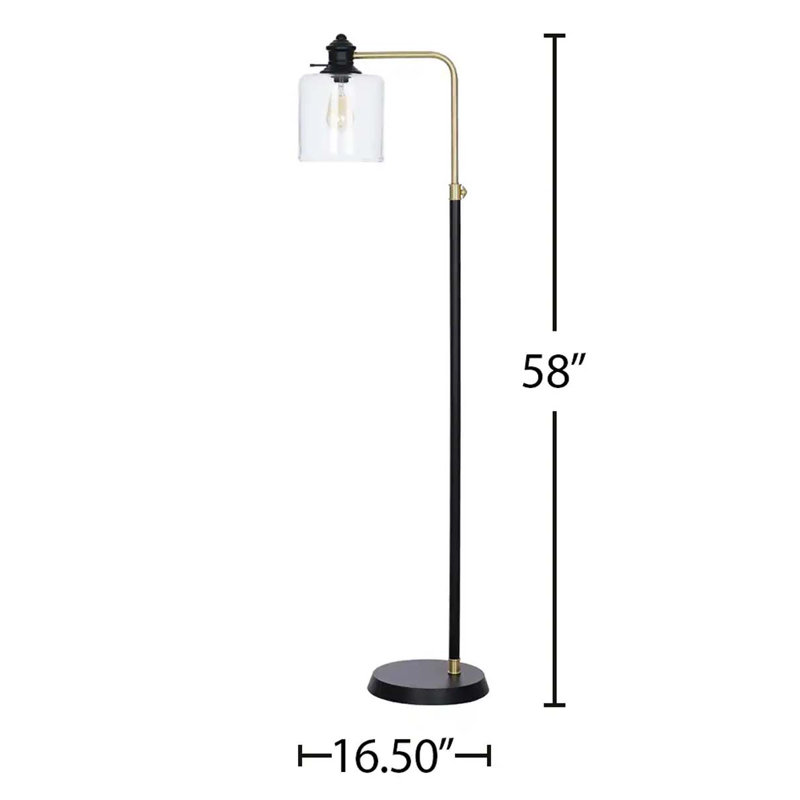 Longshore Tides Vinson 58'' Black/Gold Traditional Floor Lamp Wayfair